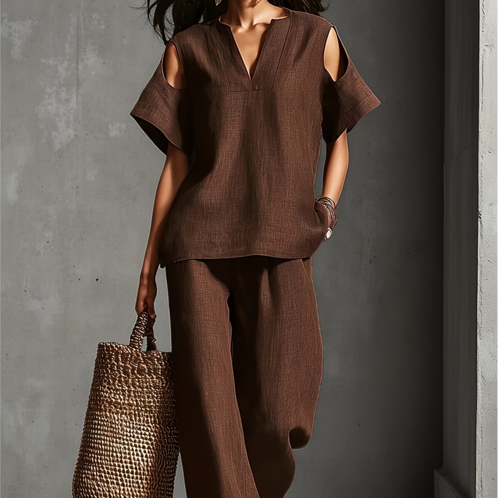 Women's Solid Color Simple Lin - Linen Pant Wide recension och pris