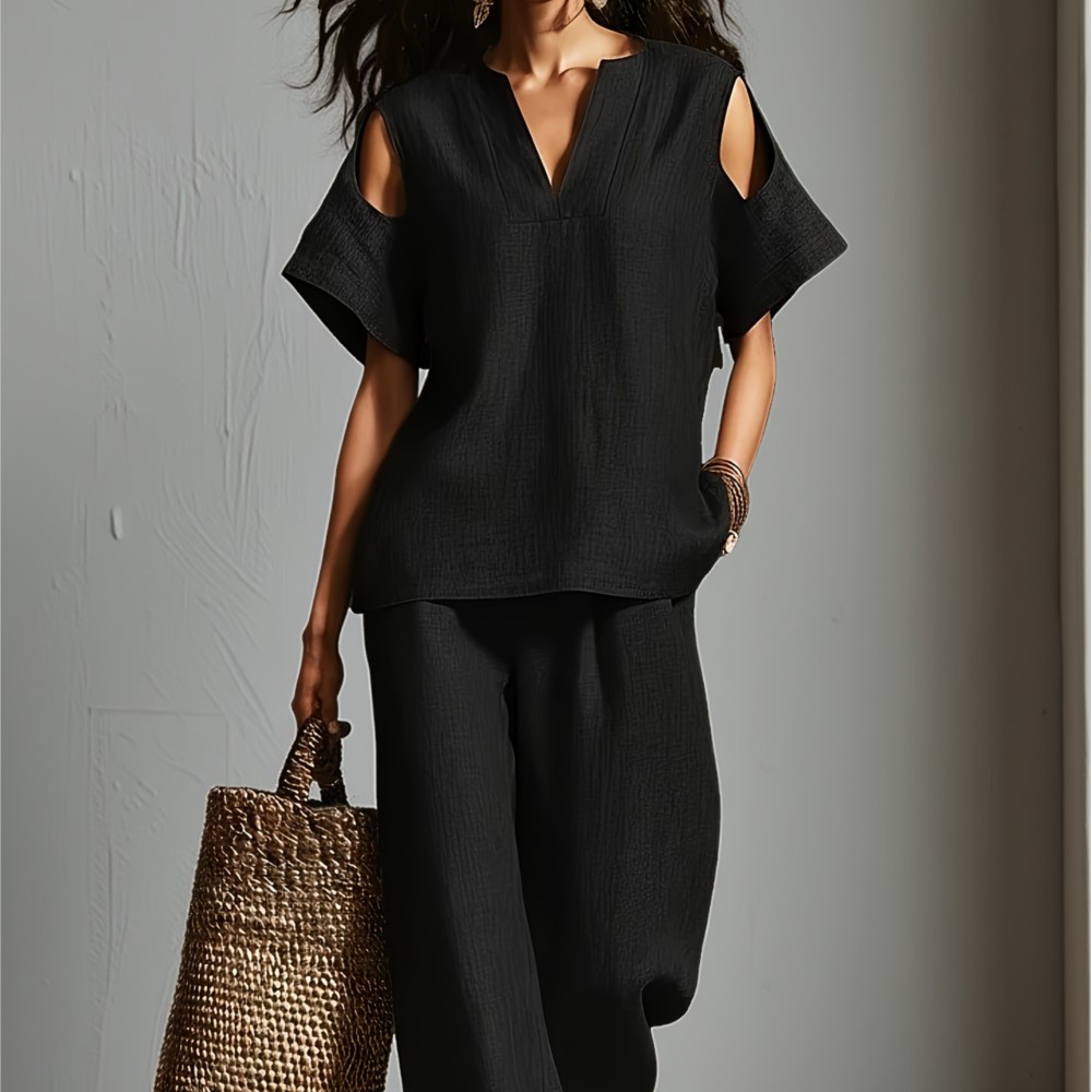 Women's Solid Color Simple Lin - Linen Pant Wide recension och pris