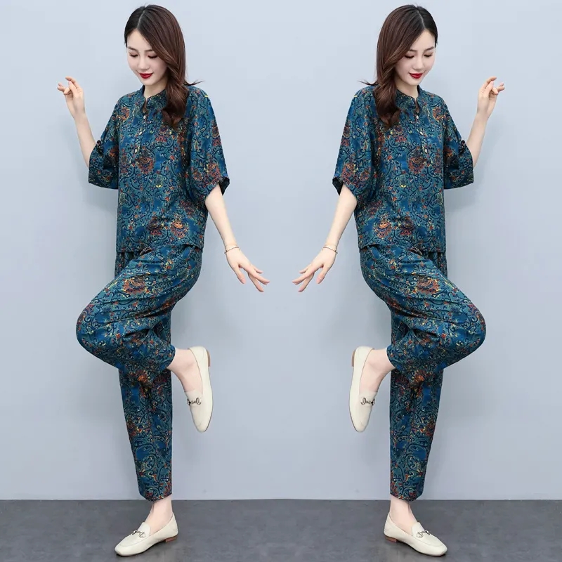 Middle Aged Mother Summer Suit - Linen Pant Wide recension och pris