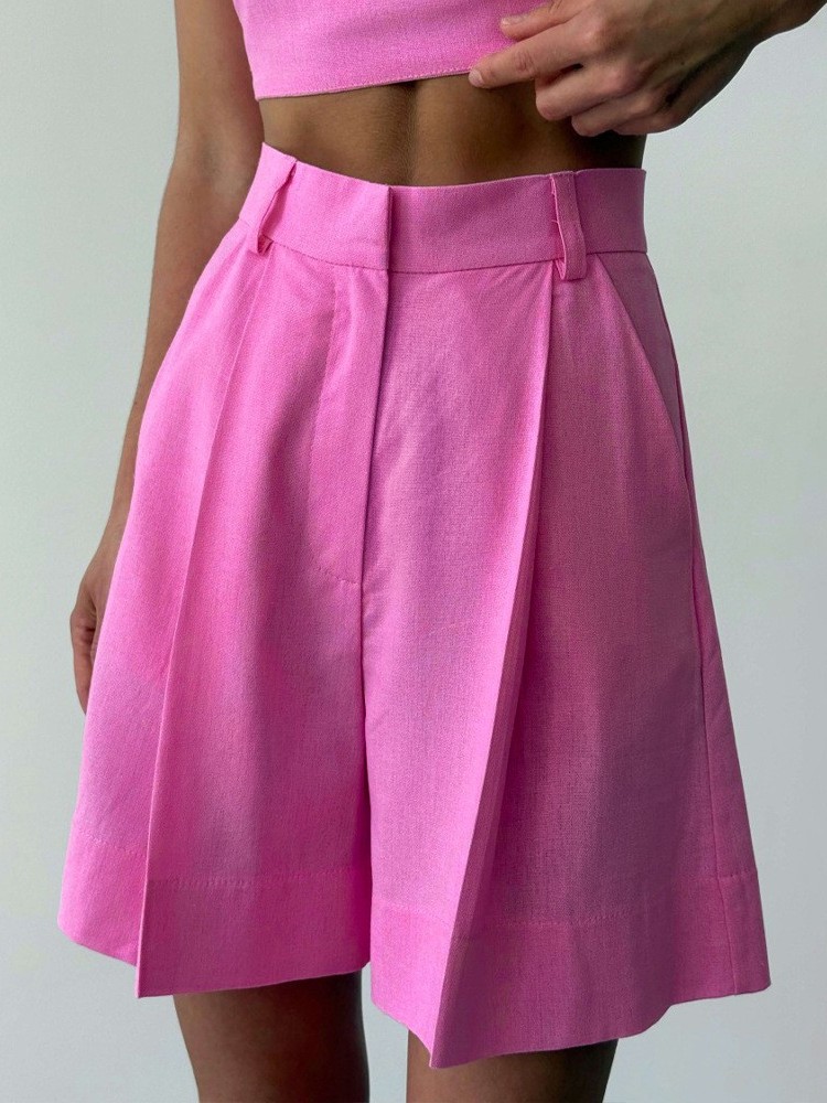 Casual Linen Wide Leg Shorts L - Linen Pant Wide recension och pris